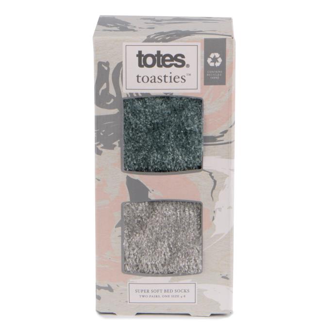 totes toasties® Ladies Chenille Supersoft Bed Socks (Twin Pack) Sage/Grey Extra Image 6